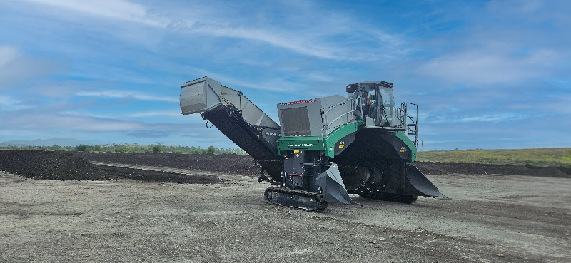 Side view of advanced composting and screening machinery at Bettergrow's Ravensworth site for efficient organic waste processing